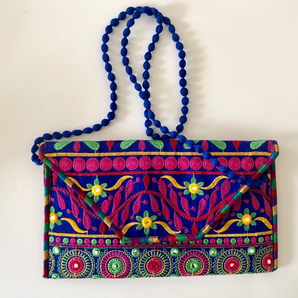 Handmade Handbags - Handmade Clutch With Woolen Strap